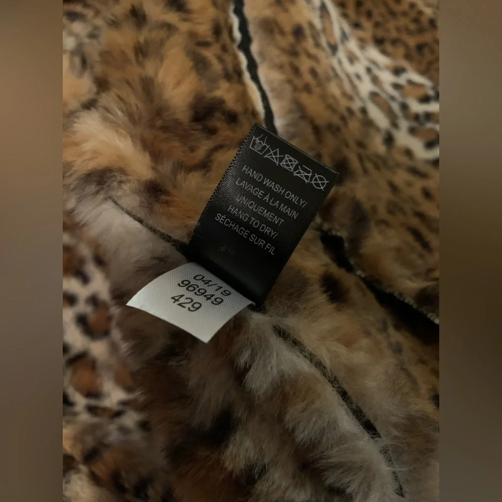 Sam Edelman Black Faux Leather Jacket with Leopard Trim